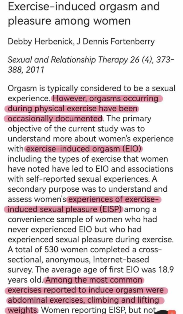 Exercise Induced Orgasm